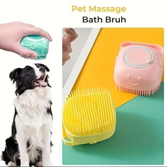 Silcone Pet Bath Massaging Comb Yellow‎ - Picture 2 of 8
